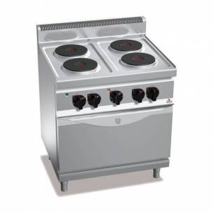 Cocina BERTOS 4 fuegos eléctrica + Horno eléctrico GN 1/1