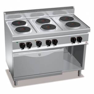 Cocina BERTOS 6 fuegos eléctrica + Horno eléctrico GN 1/1