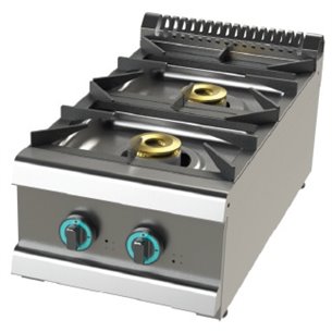 Cocina a gas Industrialsobremesa de 2 fuegos 6+4,5 Kw SerIe 700 JUNEX con medidas 400x730x240h mm FO7N200B-Z070FO7N200B