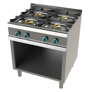 Cocina a gas con mueble de 4 fuegos 8+4,5+6+6 Kw SerIe 700 JUNEX con medidas 800x730x900h mm FO7N400