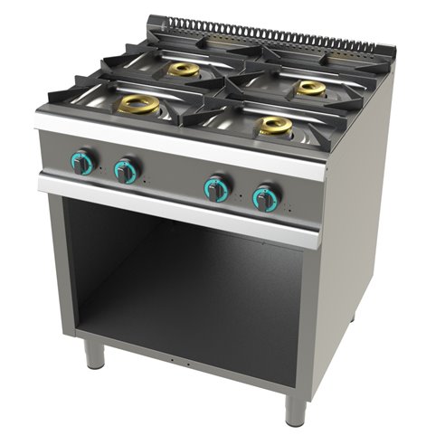 Cocina a gas con mueble de 4 fuegos 8+4,5+6+6 Kw SerIe 700 JUNEX con medidas 800x730x900h mm FO7N400