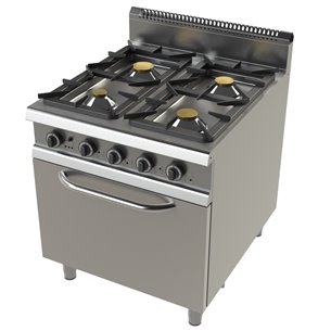 Cocina gas 4 fogones con horno SCGH-60E / Serie SNACK 650