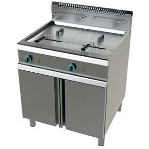 Junex- Freidora a gas industrial 2 cuba limpia de 17+17 litros con 16+16Kw Serie 700 JUNEX con medidas 800x730x900h mm FG7N217