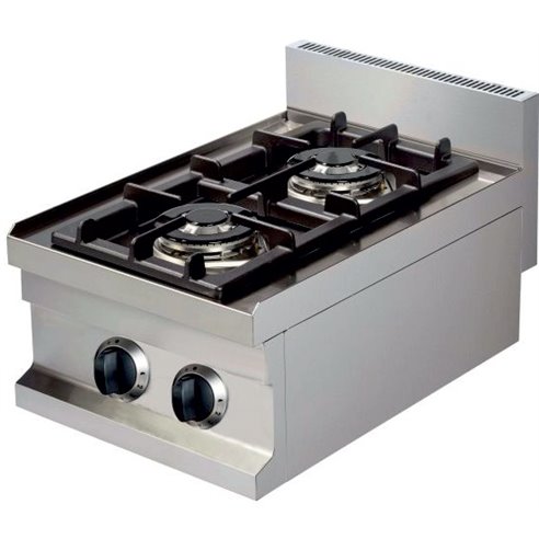 Cocina a gas sobremesa 2 fuegos 2x3,6kw 400x600x265h mm GC604 Línea Estambul