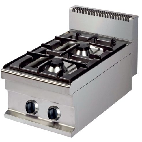 Cocina a gas sobremesa 2 fuegos 6+6kw 400x700x290h mm GR711S Línea Estambul