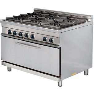 Cocina a gas 6 fuegos + Horno industrial 1200x750