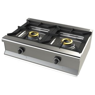 Cocina a gas Industrialsobremesa de 2 fuegos 8+8 Kw SerIe 550 JUNEX con medidas 800x550x240h mm 6200B/1-Z0706200B/1