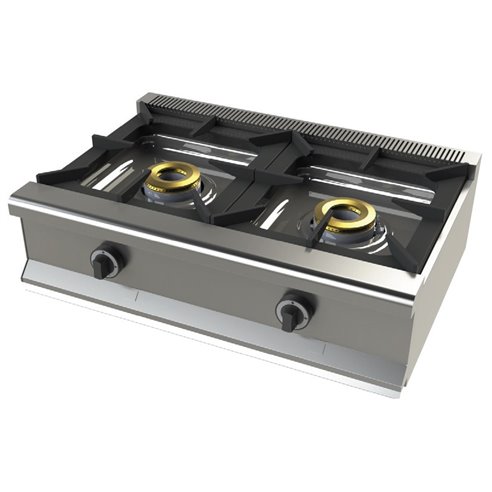 Cocina a gas sobremesa de 2 fuegos 8+8 Kw SerIe 550 JUNEX con medidas 800x550x240h mm 6200B/1