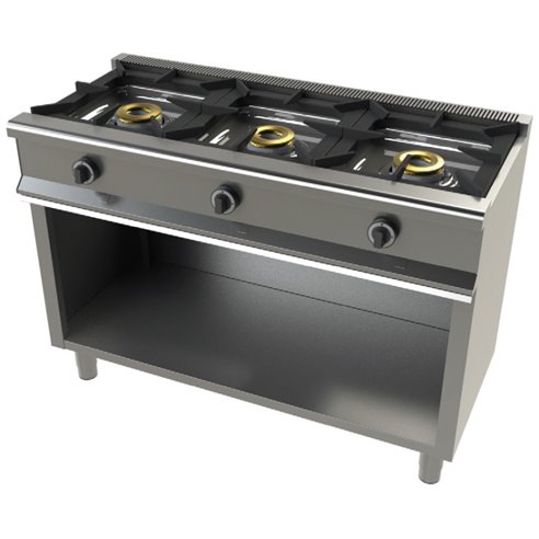 Cocina de gas sobremesa 3 fuegos JUNEX 6300/1 (1200x550 mm)