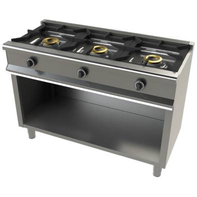 Clima Hosteleria- Cocina de gas 3 fuegos JUNEX 6300/1 (1200x550 mm)