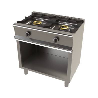 Junex- Cocina a gas Industrialcon mueble de 2 fuegos 8+8 Kw SerIe 550 JUNEX con medidas 800x550x850h mm 6200/1
