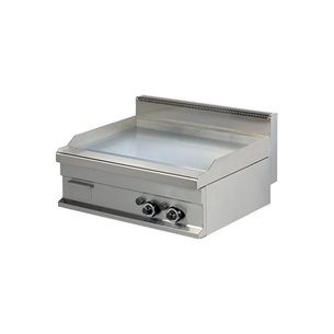 Fry tops a gas liso acero 15 mm con baño cromo duro 12kw 800x700x290h mm GG721SC Línea Estambul