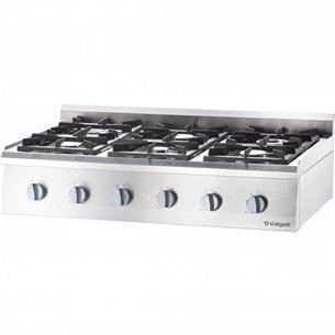 Cocina a gas Industrialsobremesa 6 fuegos 1200x700x250h mm 3,5+2x5+2x7+9 Kw STALGAST-Z0709707230