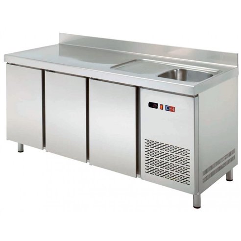 Mesa Snack Refrigerada con fregadero 2 puertas Fondo 600 de 1492 x600 x850h mm CORDOBA MRCH-150F