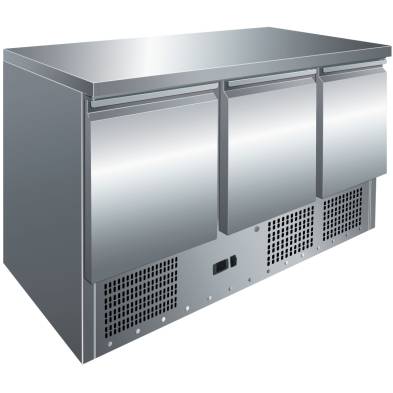 Clima Hosteleria- Mesa GN1/1 3 Puertas Refrigerada Compacta de 1365 x700 x860h mm CLIMAHOSTELERIA S903TOP