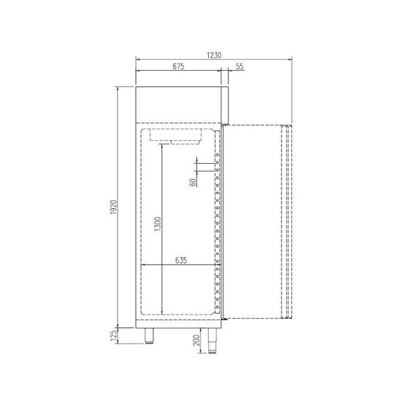 Armario Congelación  de Pastelería bandeja 60x40 cm de 540x730x2075h mm CORDOBA ACCH-55P