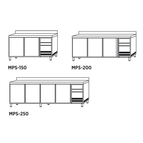 Mesa refrigerada Mural Serie 600 EDENOX serie MPS (Varias Medidas)-Z009MPS