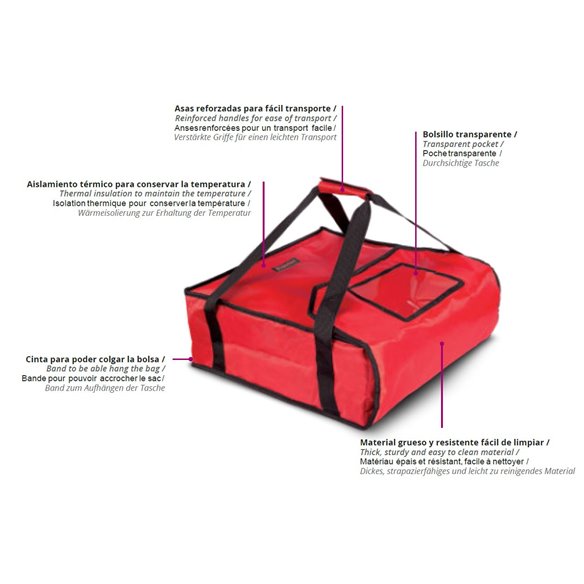 Pujadas- Bolsa Térmica para reparto de Pizzas 49,5x49,5x26 cm PUJADAS P990.021