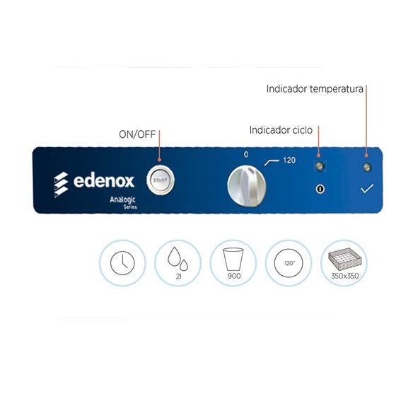 Edenox lavadora de copos AV-1200 cesta 35 x 35 cm