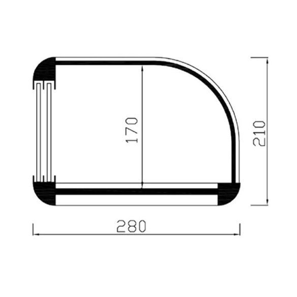 Vitrina Neutra sobre mostrador cristal curvo con puertas VCP