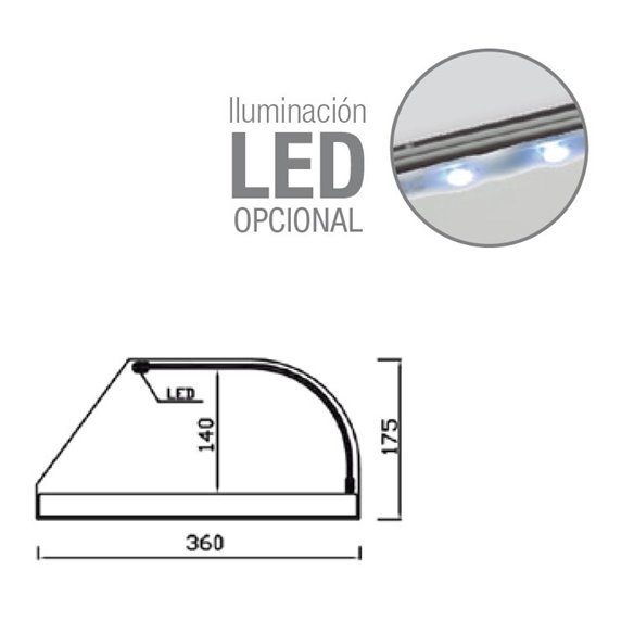 Vitrina neutra cristal curvo 1 piso INOX VC-Z030INOX VC