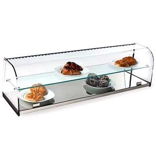 Vitrina neutra cristal curvo 2 pisos INOX VCL-Z030INOX-VCL