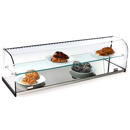 Vitrinas Gómez- Vitrina neutra cristal curvo 2 pisos INOX VCL