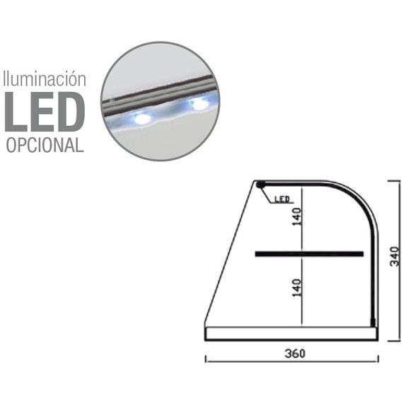 Vitrina neutra cristal curvo 1 piso INOX VC