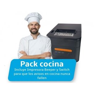 Pack para Cocina compuesto por impresora 300mm/seg con avisador acústico y luminoso + cable red + switch + configuración