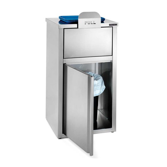 Distform- Contenedor acero inoxidable para vaciado de bandejas Fast-Food