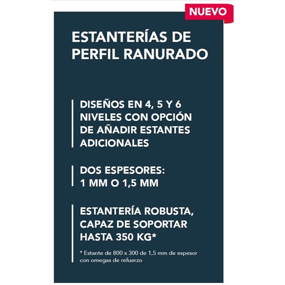 Estantería de acero inoxidable perfil ranurado