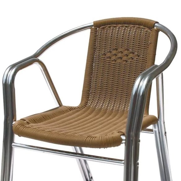 Hobeto- Silla de aluminio con rattan color crema para terrazas de hostelería