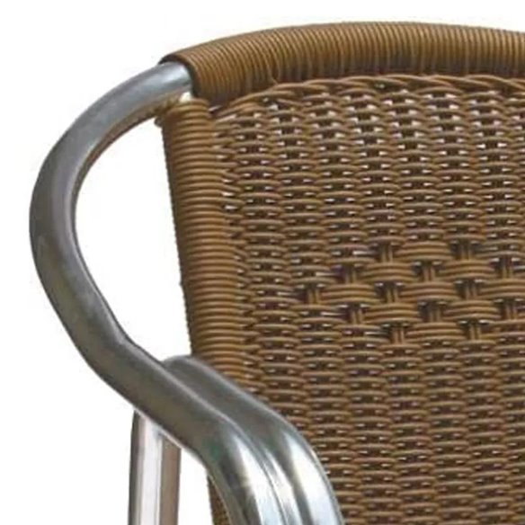 Hobeto- Silla de aluminio con rattan color crema para terrazas de hostelería
