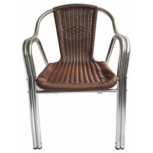 Hobeto- Silla de aluminio con rattan color marrón para terrazas de hostelería