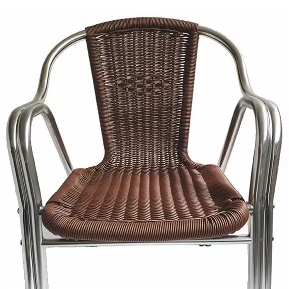 Hobeto- Silla de aluminio con rattan color marrón para terrazas de hostelería