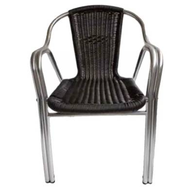 Hobeto- Silla de aluminio con rattan color negro para terrazas de hostelería