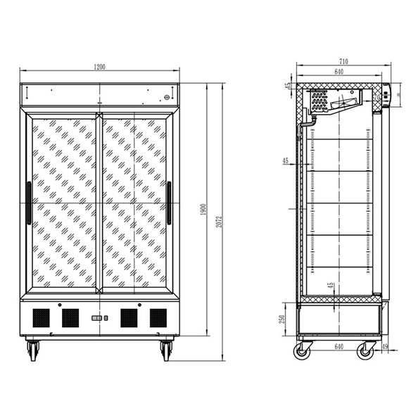Armário refrigerado 2 portas deslizantes EDENOX APE-902-CC HC