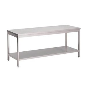 Mesa ecónomica de Acero Inoxidable Central con estante fondo 60 