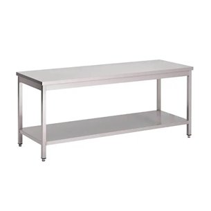 Mesa ecónomica de Acero Inoxidable Central con estante fondo 70