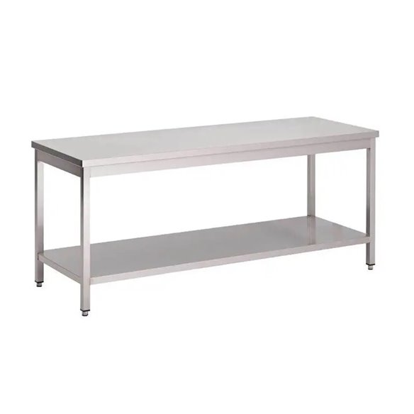 STALGAST- Mesa ecónomica de Acero Inoxidable Central con estante fondo 70