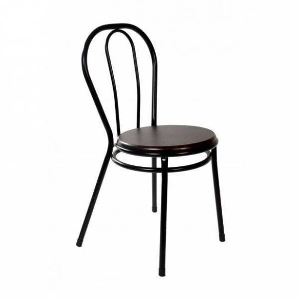 Hobeto- Silla bar Bistrot metálica Asiento MDF Color Wengué