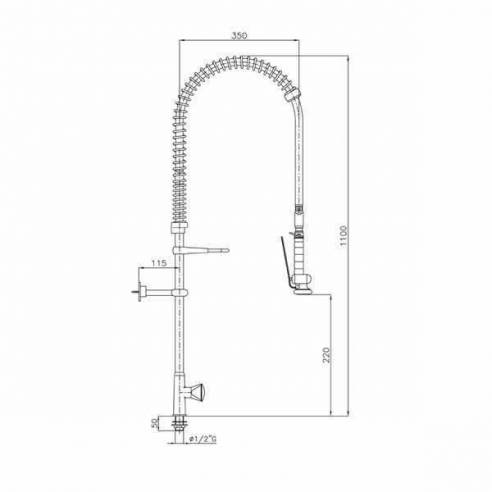 Grifo de ducha industrial Edenox GD1 E de 1 agua -Z0091316201
