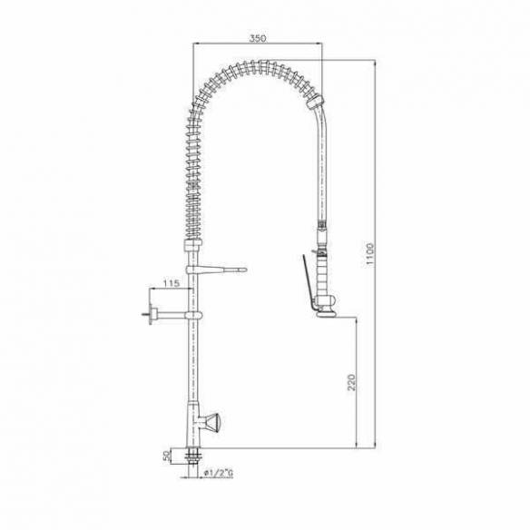 Grifo de ducha industrial Edenox GD1 E de 1 agua -Z0091316201