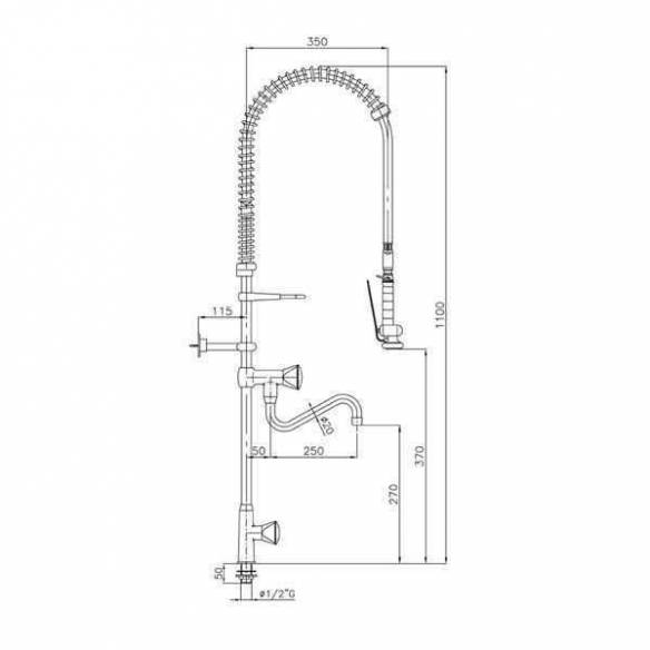 Grifo de ducha industrial Edenox GD1C E de 1 agua con caño giratorio-Z0091316202