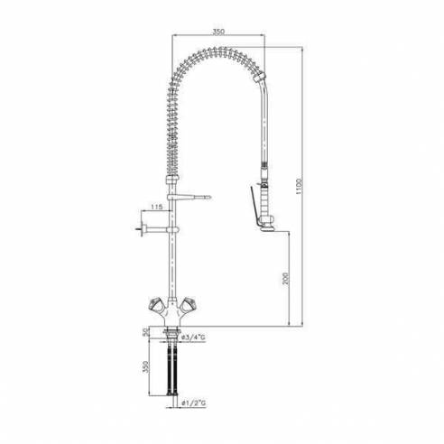 Edenox- Grifo de ducha industrial Edenox GD2 E de 2 aguas