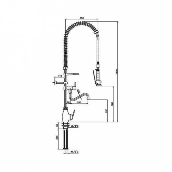 Edenox- Grifo de ducha monomando industrial Edenox GDM2C E de 2 aguas con caño giratorio