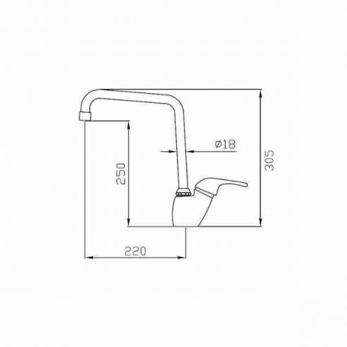 Grifo monomando industrial Edenox GML-30 E 2 aguas palanca lateral-Z0091316306