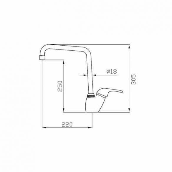 Grifo monomando industrial Edenox GML-30 E 2 aguas palanca lateral-Z00919013872