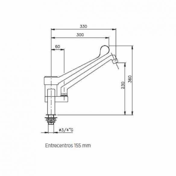 Edenox- Grifo monomando industrial Edenox GM2D E 2 aguas de superficie