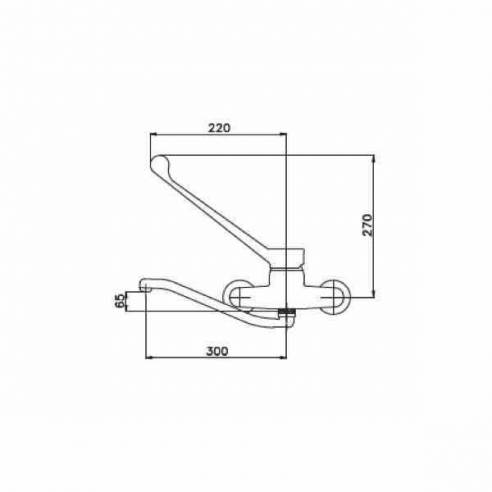 Grifo de pared monomando 2 aguas Edenox GMP-30 E palanca larga caño giratorio-Z0091316312